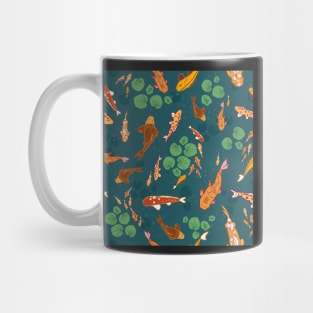 Swimming koi fish - orange, blue and green Mug